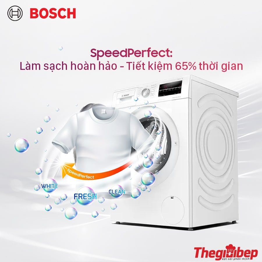 Chương trình SpeedPerfect giảm thời gian giặt đến 65% và năng lượng lên đến 50%.